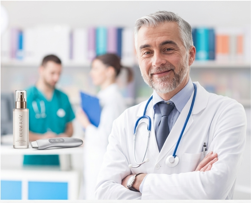 Dermatólogo recomendando el tratamiento
